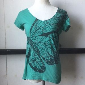 Stranded butterfly blue graphic tee